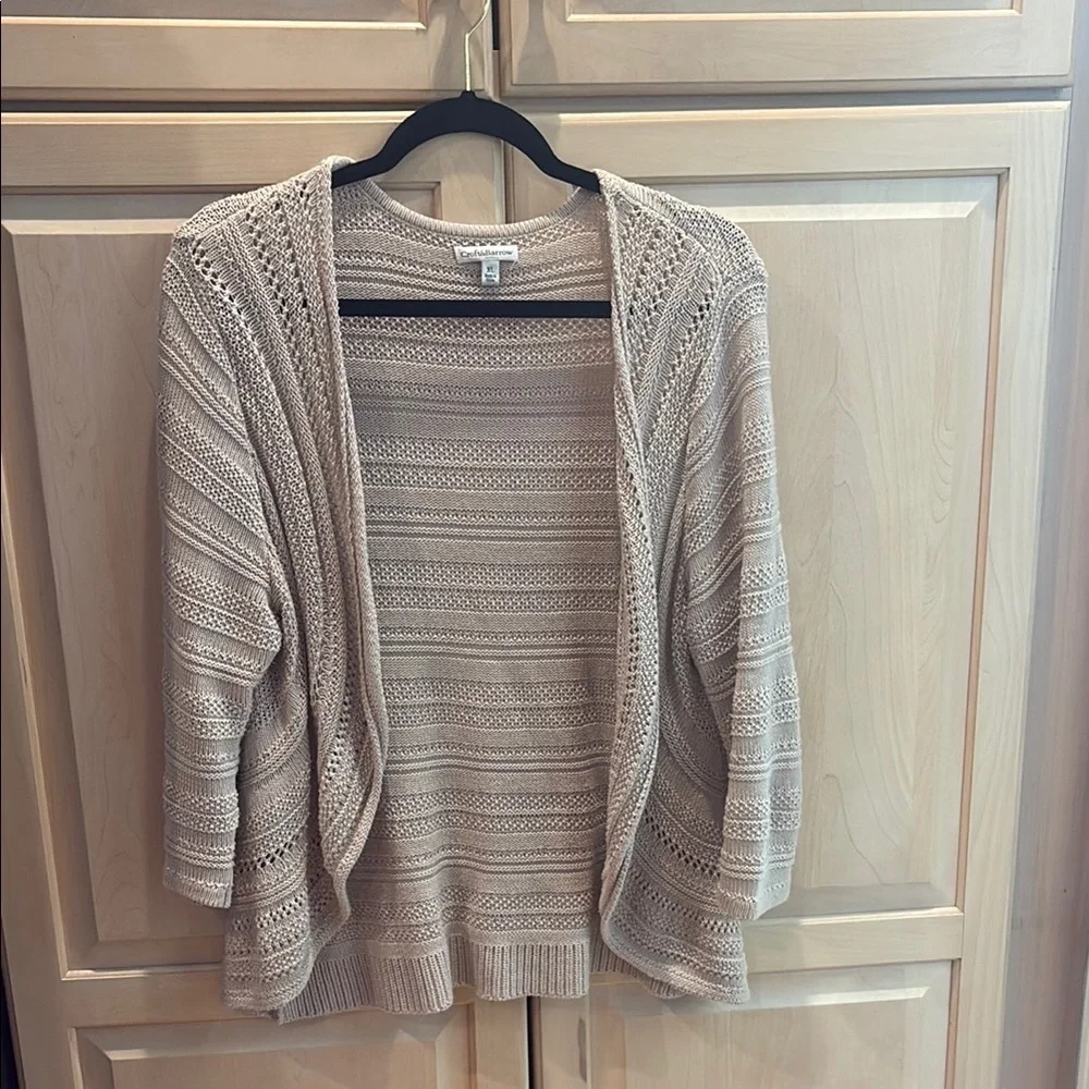 Croft & Barrow Women's Taupe Open-Front Cardigan Cottagecore Neutral XL